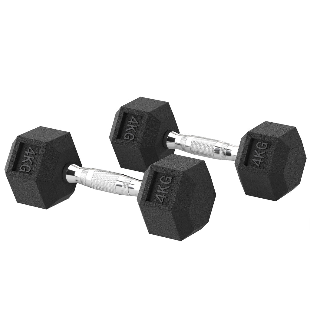 Ensemble d'haltères courtes, lot de 2 haltères hexagonaux recouverts de caoutchouc, acier noir