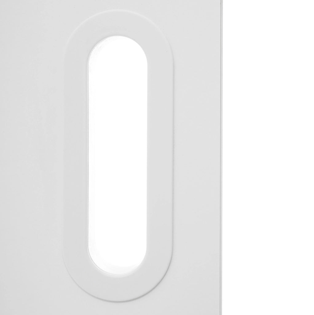 Letto a soppalco per bambini 90x200 cm con scrivania, armadio aperto e lavagna doppia, struttura in legno bianco senza materasso