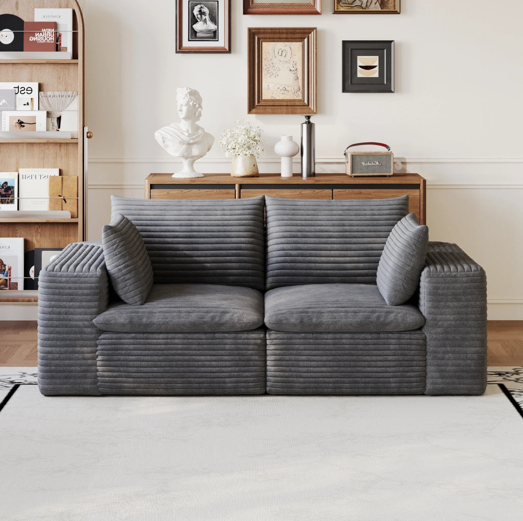 Divano modulare ULEVR 180x90x60 cm in tessuto grigio scuro con imbottitura in schiuma