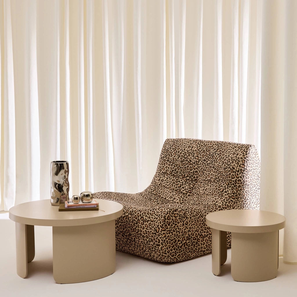 Set di 2 tavolini rotondi impilabili, beige
