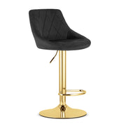 Sgabello da bar girevole Kast in velluto nero e oro