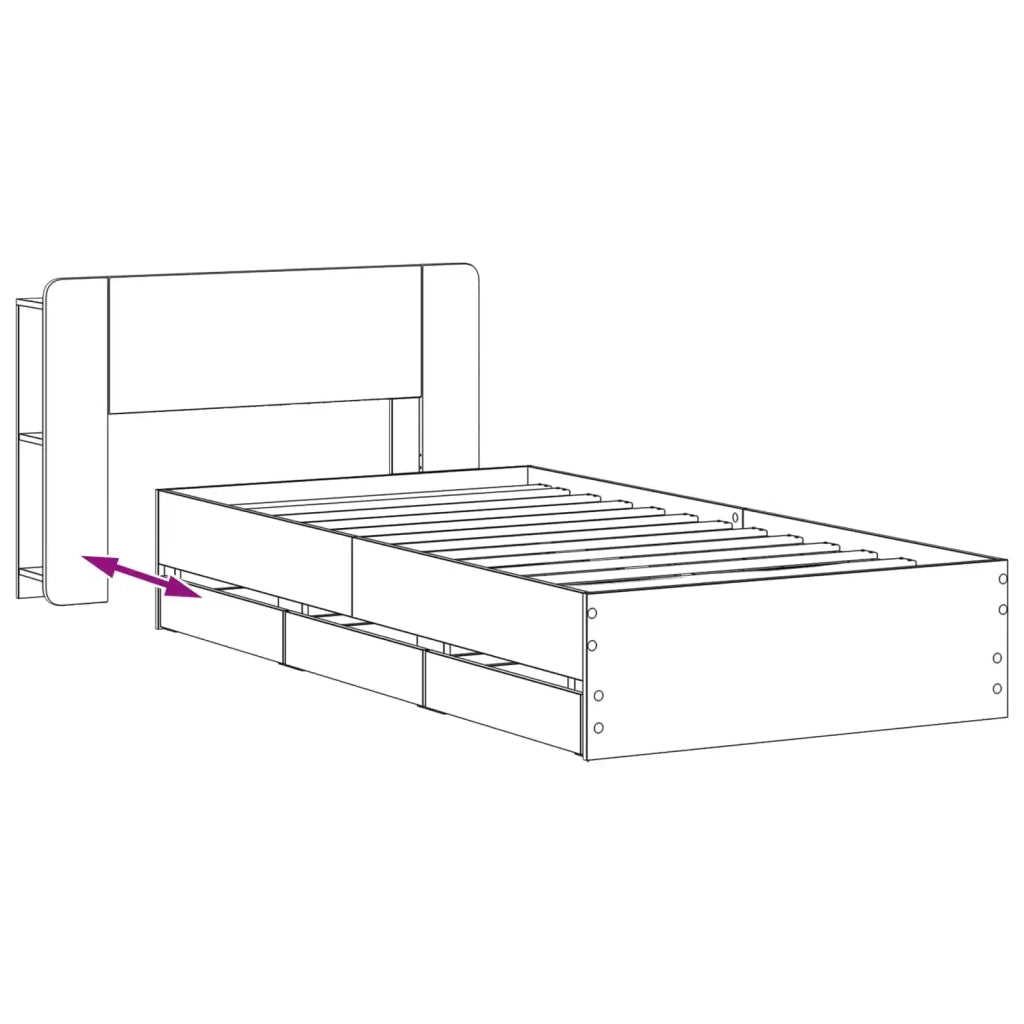 Struttura del letto con stoccaggio e testata Sonoma grigio 3433933