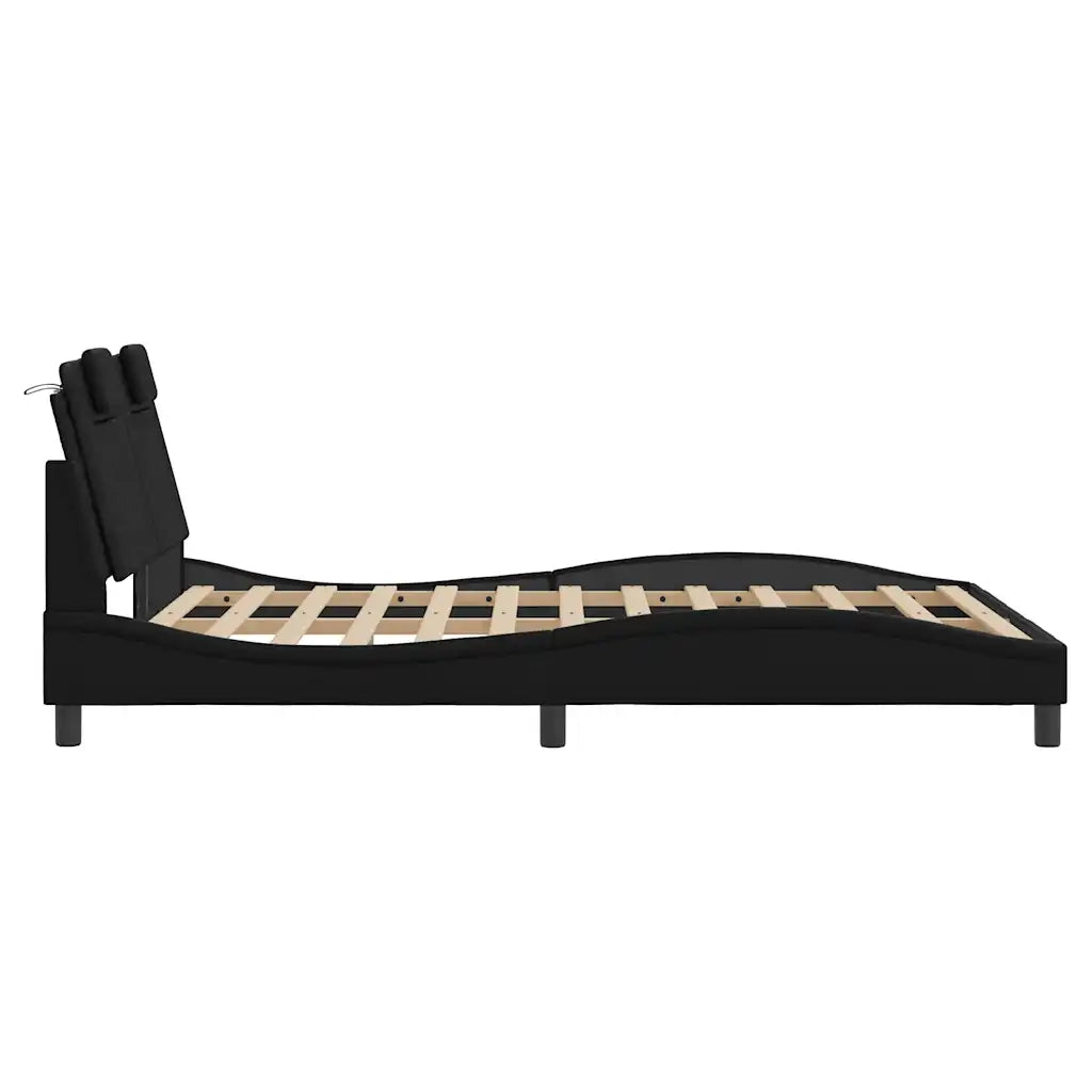 Giroletto Viana senza Materasso Nero 140x190 cm in Similpelle