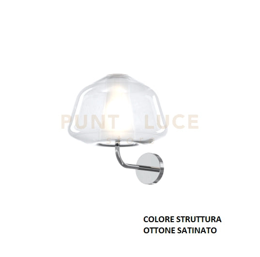 APPLIQUE OTTONE SAT. VETRO ALPHA TRASPARENTE 1176OS-A ALPHA-TR
