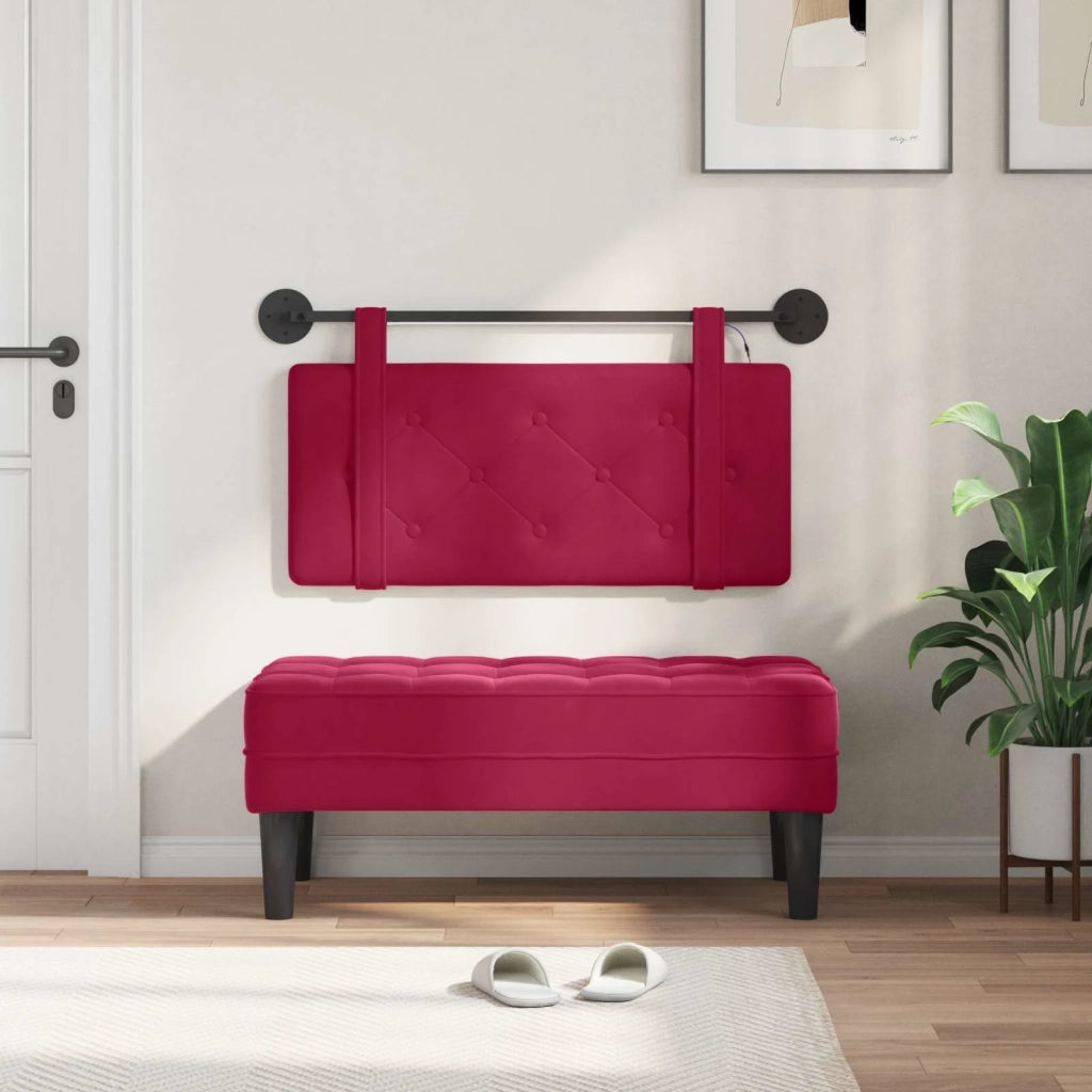 Testiera | Testata sospesa Con luce LED Rosso Vino Velluto