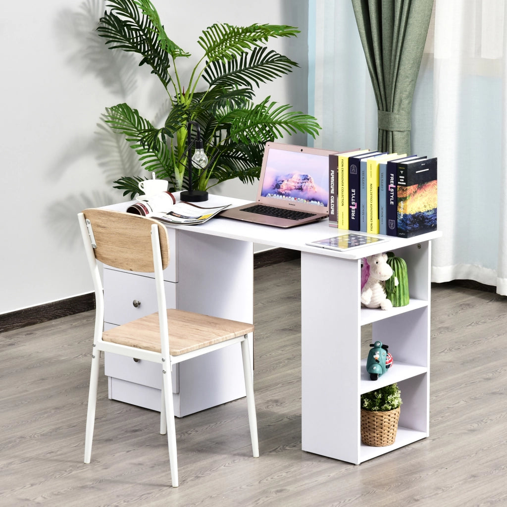 Scrivania con cassetti e scaffali ¨C zephmum ¨C bianco 120x49x72 cm