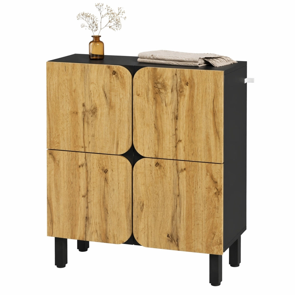 Scarpiera in MDF con ripiani regolabili e chiusura ammortizzata; 80 ¡Á 38;5 ¡Á 95 cm; naturale e nero