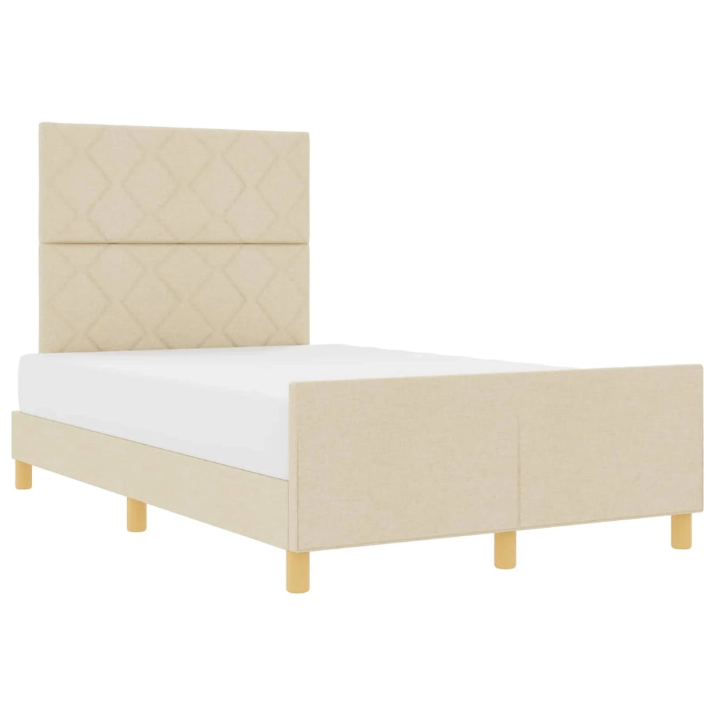 Struttura del letto con testiera Crema 120 x 200 cm Tessuto 3344800