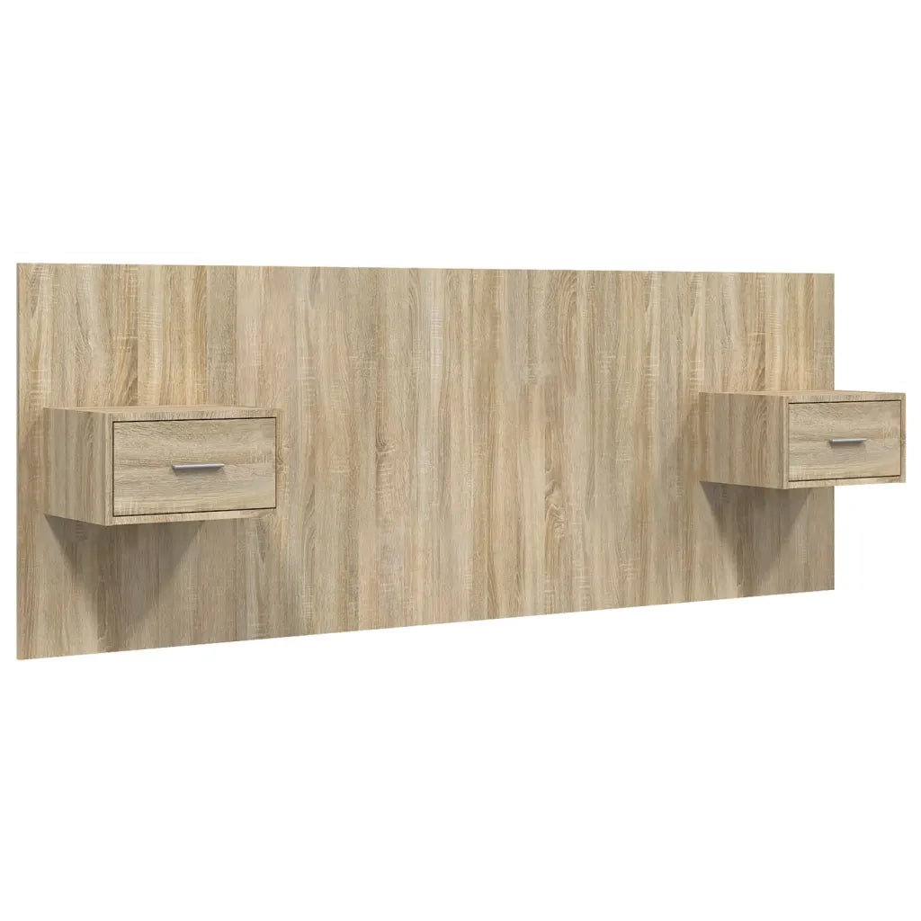 Testiera | Testata Letto con Comodini in Legno Multistrato Rovere Sonoma