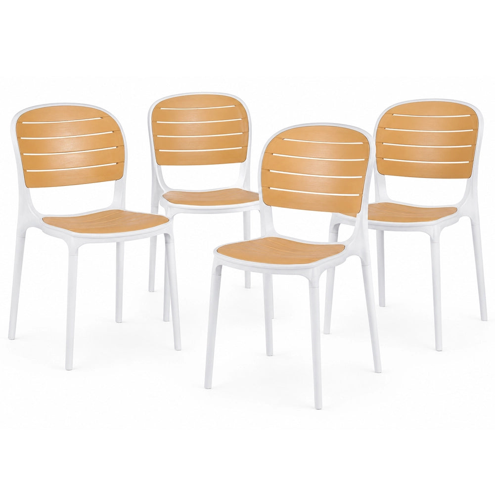 Set 4 Sedie Impilabili in Polipropilene con Schienale Portata 140kg 45x55.5x82cm
