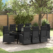 Set da Pranzo per Giardino con cuscino 9 pcs Nero polyrattan 3380490