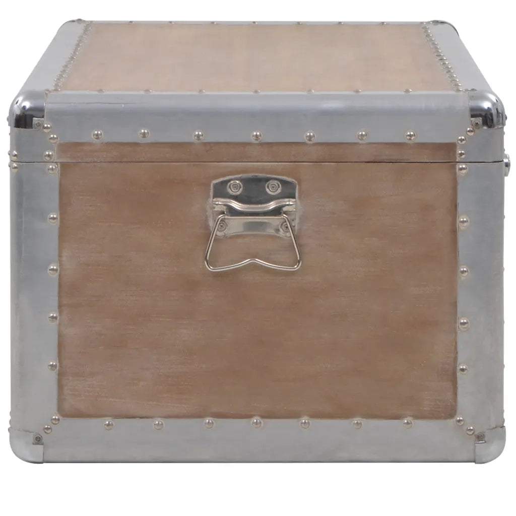 Baule Portaoggetti in Massello di Abete 91x52x40cm Marrone 246124
