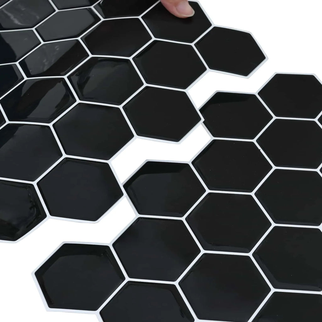Piastrella Esagonale 10 pcs Nero 30 x 30 cm Poliuretano e PET 42046231