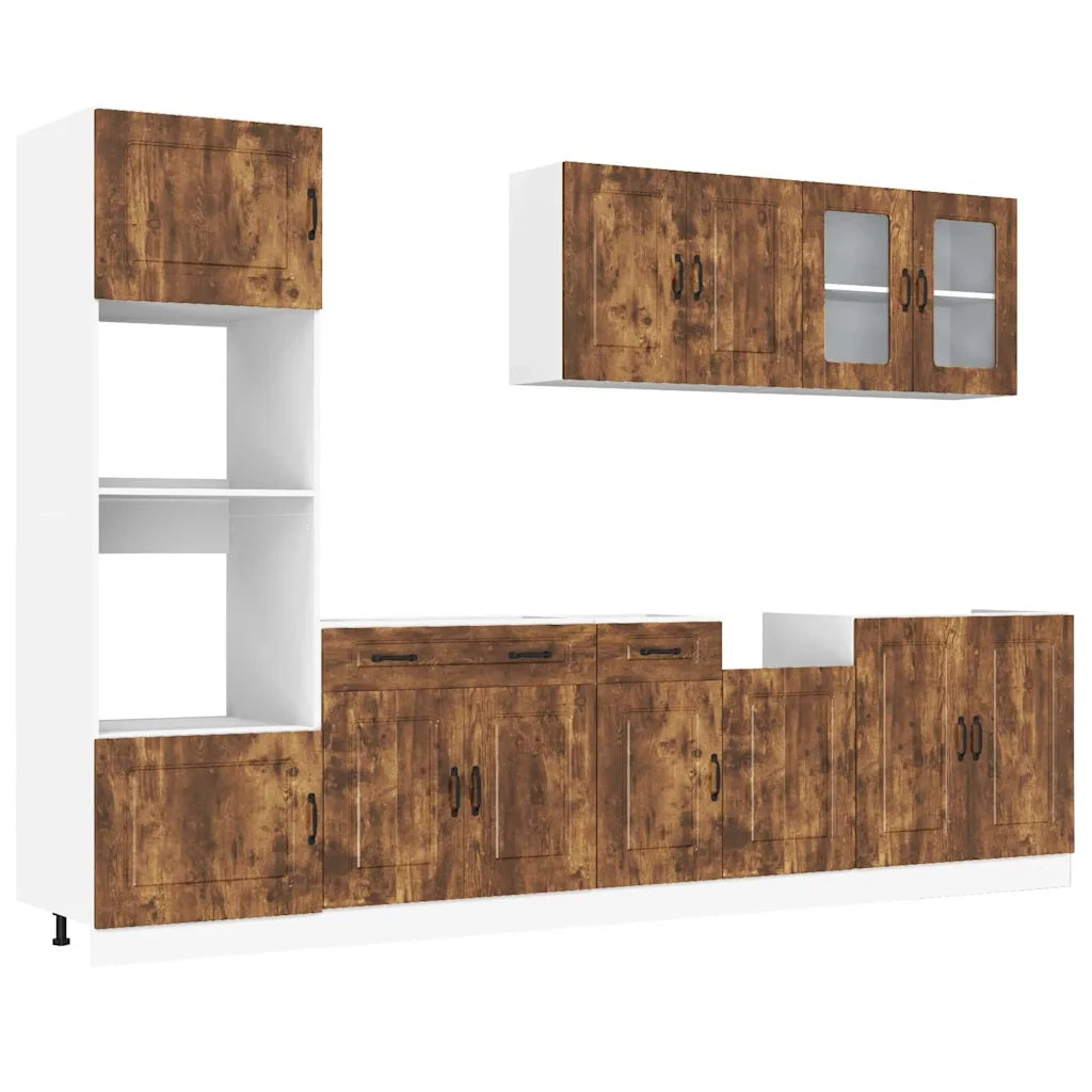 Set Mobili da Cucina 7 pz Kalmar Rovere Fumo Legno Multistrato 3314736