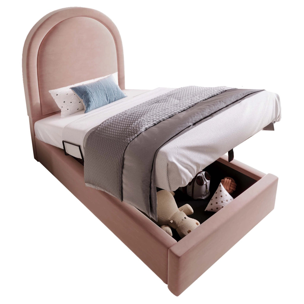 Letto singolo per bambini 90 x 200 cm rosa in velluto