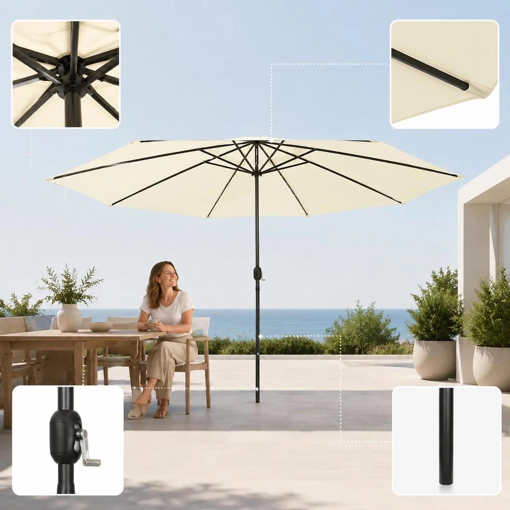 Parasol With LED Lighting 400 Cm Sand White