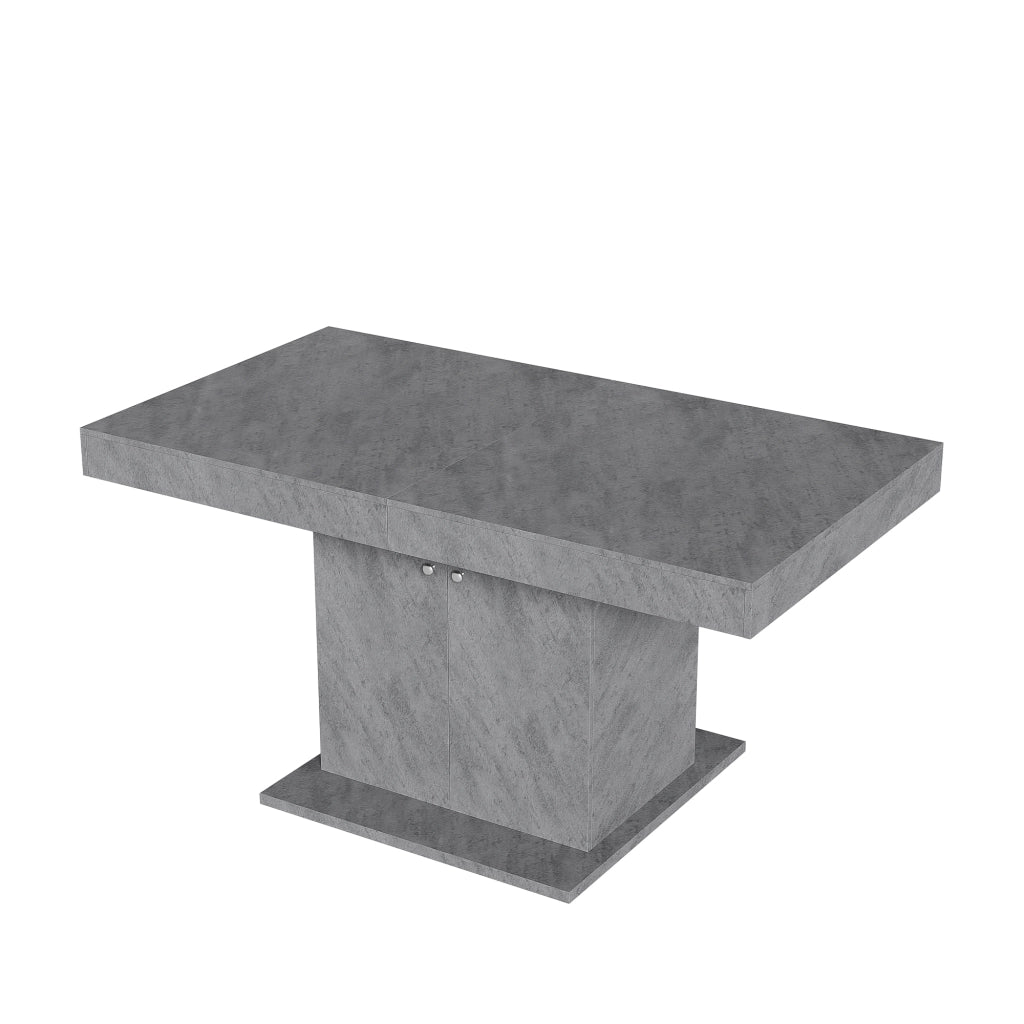Tavolo da pranzo allungabile con vano contenitore in truciolare e metallo grigio 140/180 × 80 × 76 cm
