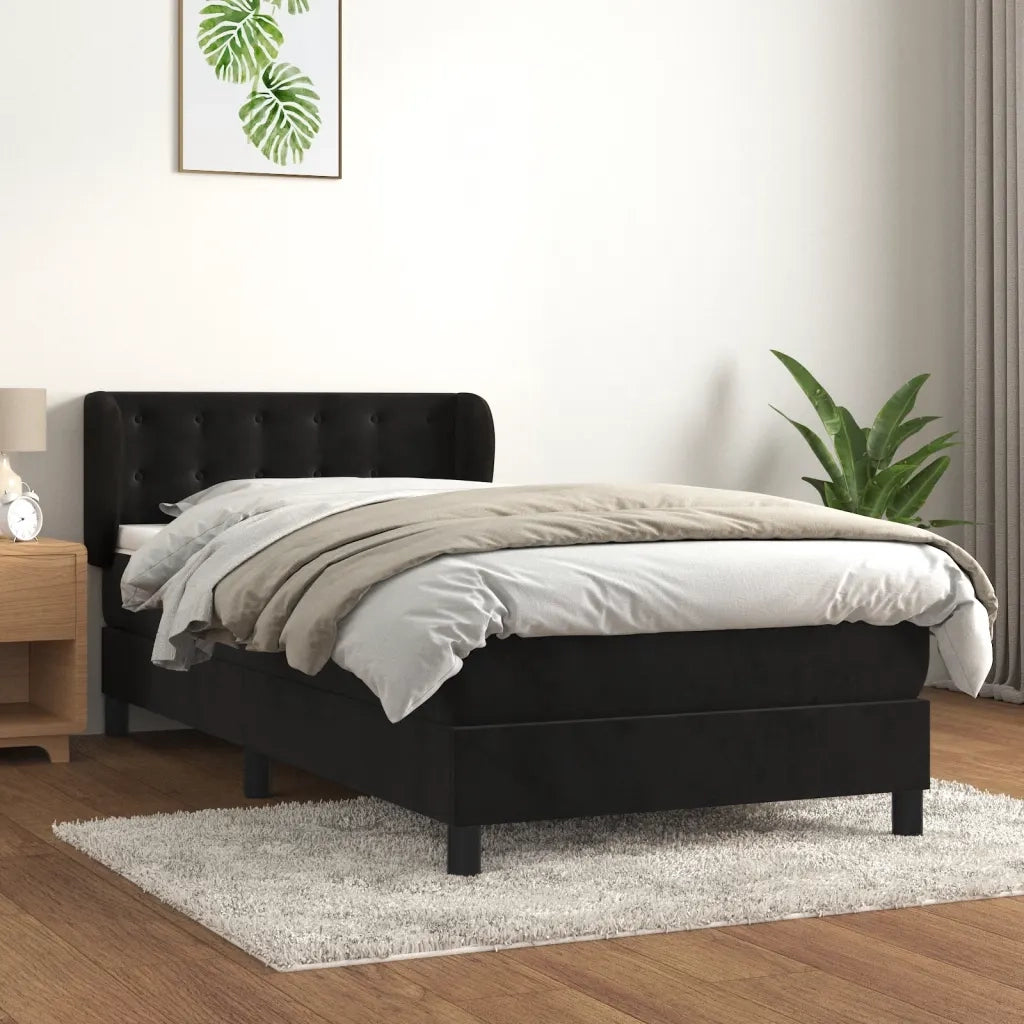 Giroletto a Molle con Materasso-Struttura Letto Nero 80x200 cm in Velluto 505095