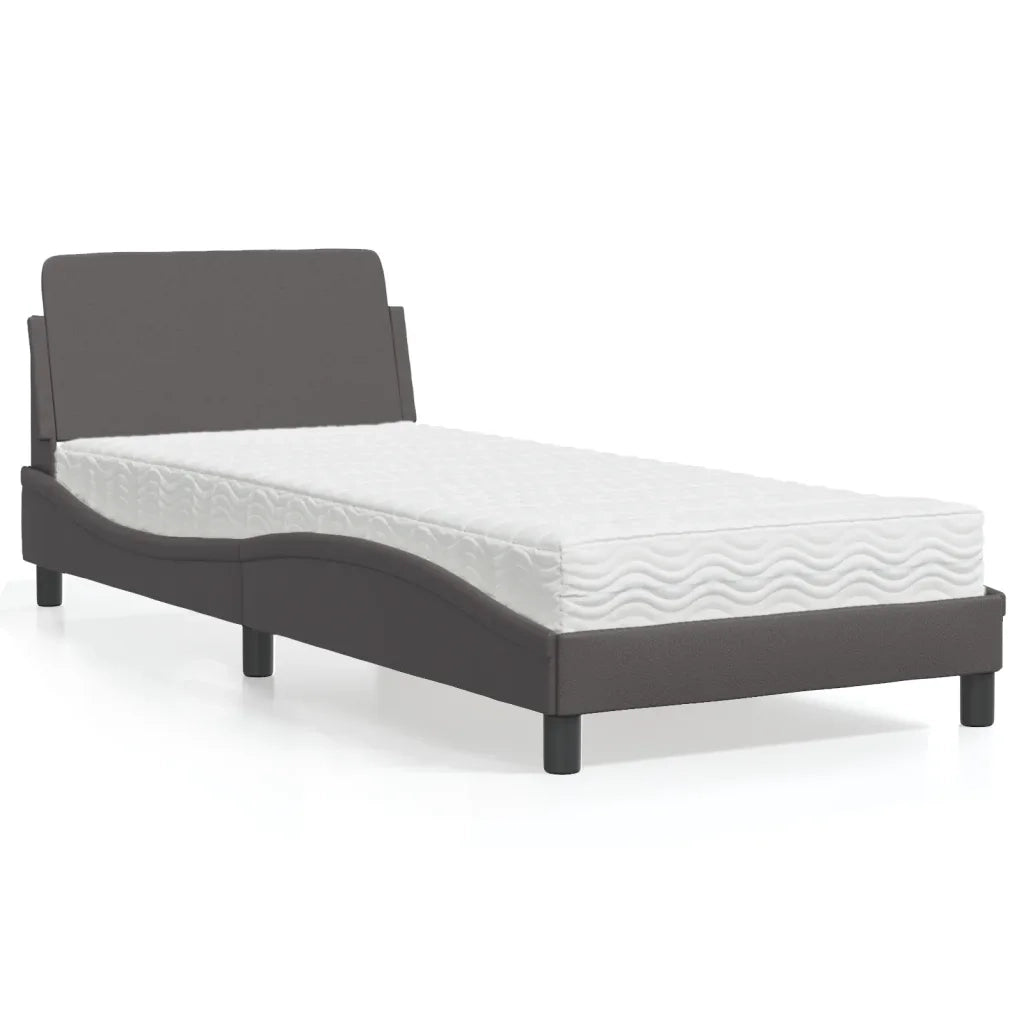 Letto con Materasso Dover Grgio 80x200 cm in Similpelle