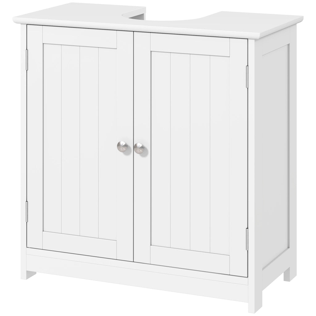 Mobile sottolavabo con 2 ante e ripiano, 60x30x60 cm, legno bianco