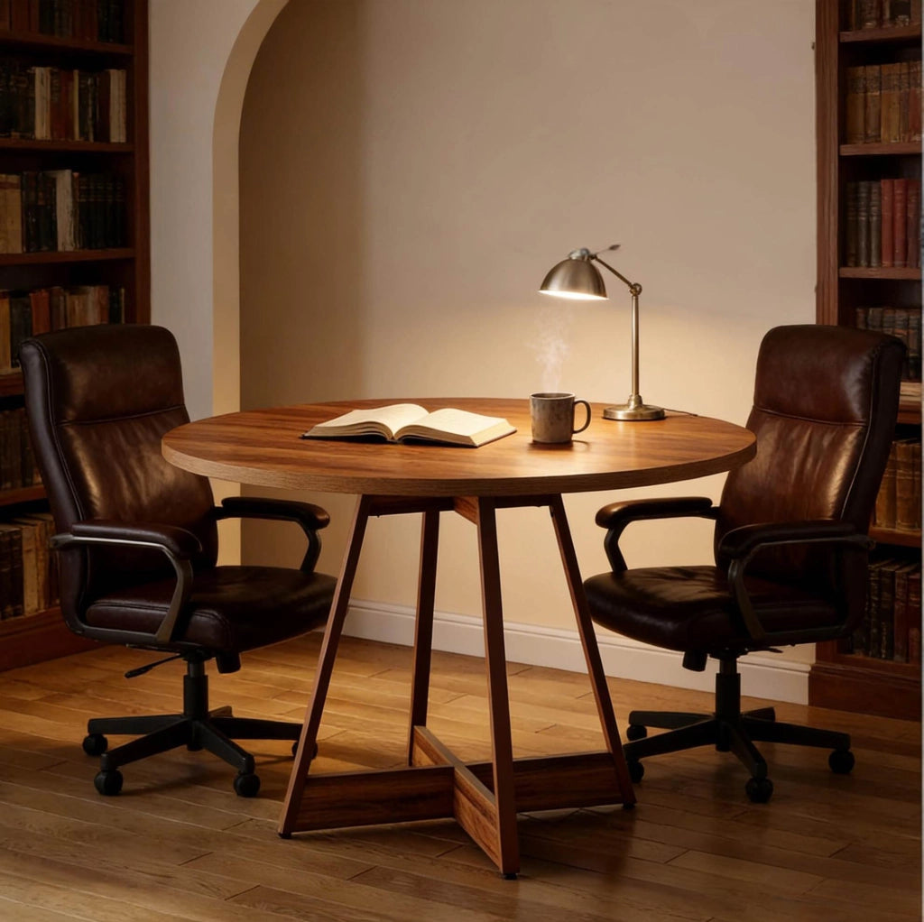 Tavolo da pranzo rotondo Ø100 cm per 2-4 persone con base centrale in MDF marrone