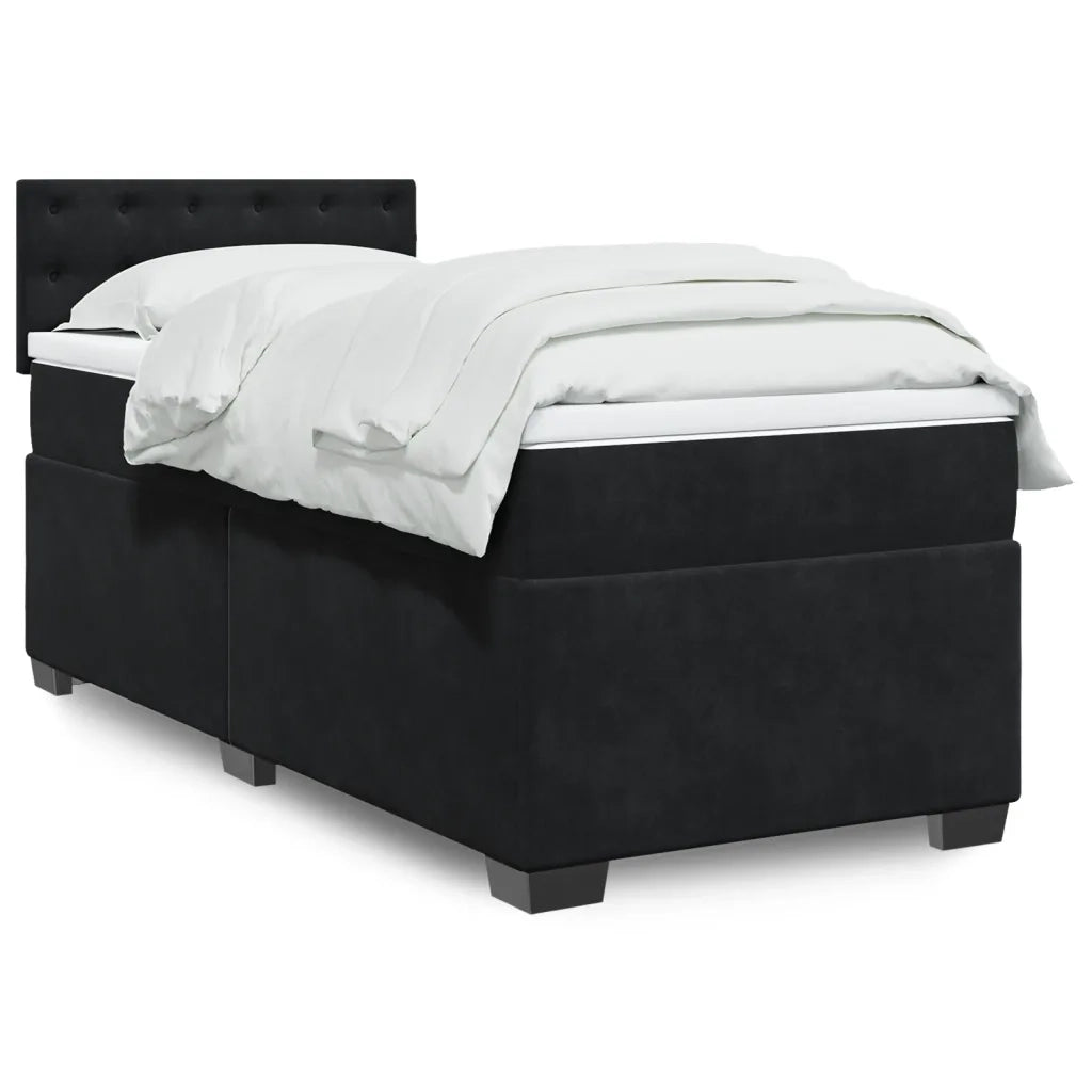 Giroletto a Molle con Materasso-Struttura Letto Nero 90x200 cm in Velluto 271297