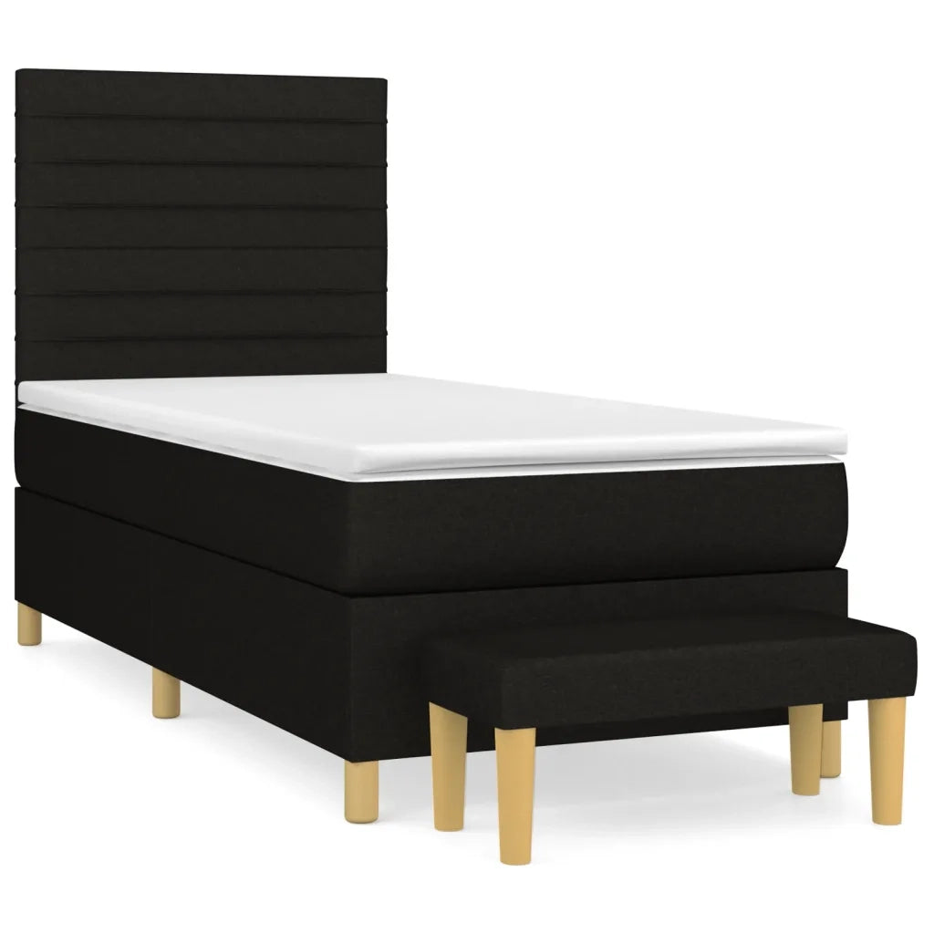 Giroletto a Molle con Materasso-Struttura Letto Nero 80x200 cm inTessuto 637381