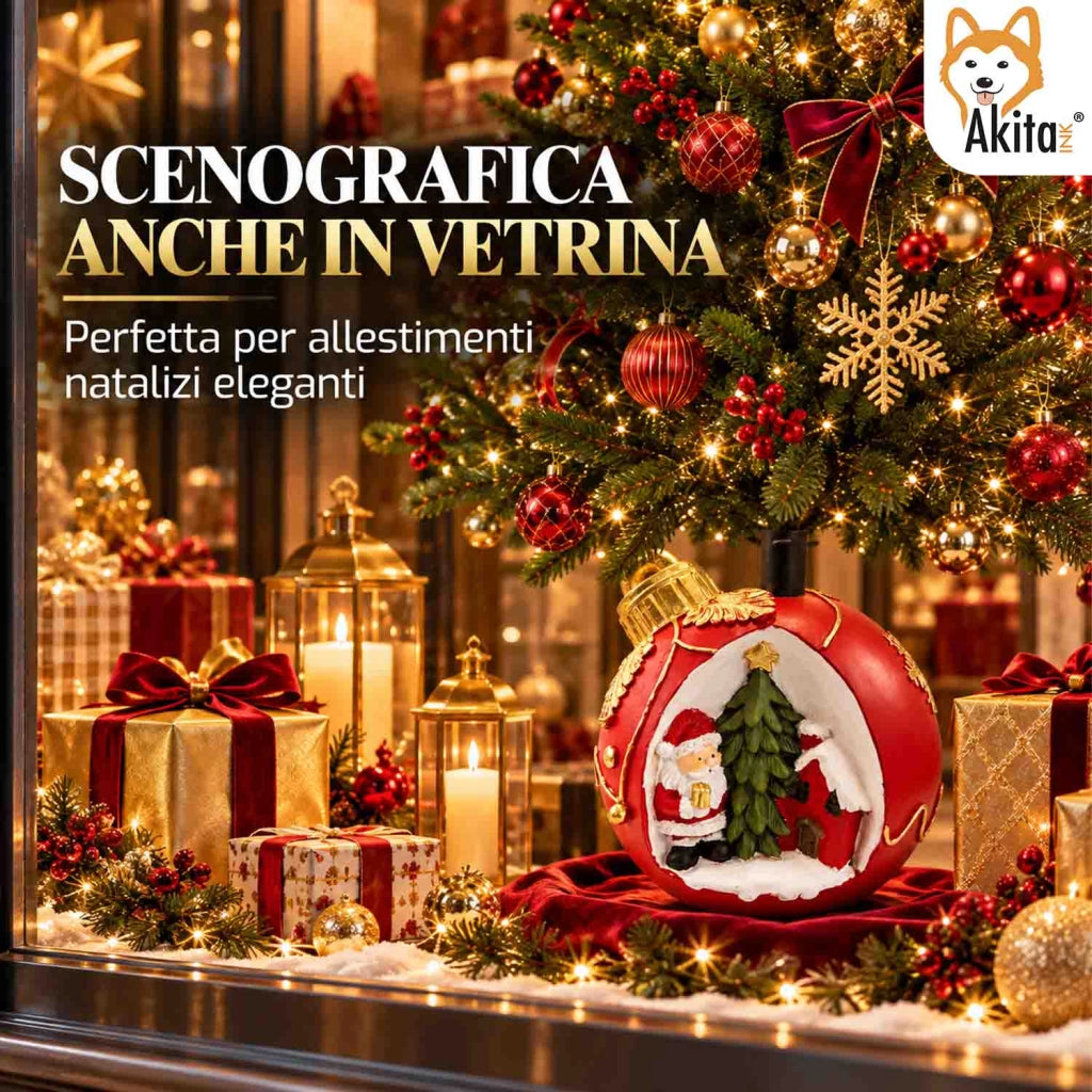 Akitaink Base Albero Pallina Babbo Natale Resina 32 cm