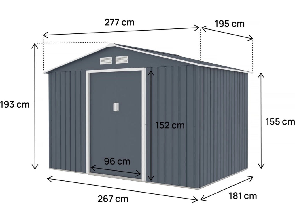 Casetta da giardino in metallo "Vegas II" - 5,29 m2 - Grigio