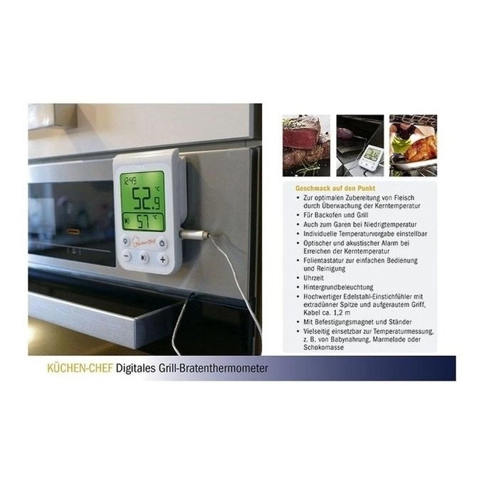 TFA Dostmann 14.1510.02 KÜCHEN CHEF Termometro Digitale per Cibo da -20 a 300 °C con Timer e Allarme Acustico colore Bianco