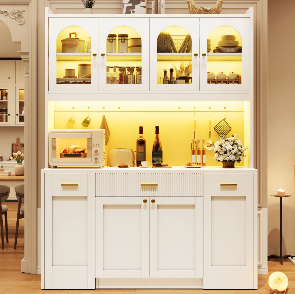 ARMADIO DA CUCINA 120x40x187 cm MDF Bianco con LED RGB