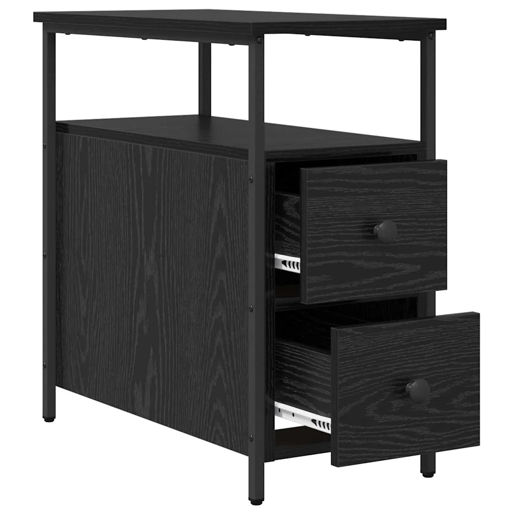 Armadio da Notte con cassetto 2 pcs Rovere nero 30 x 60 x 60 cm 871276
