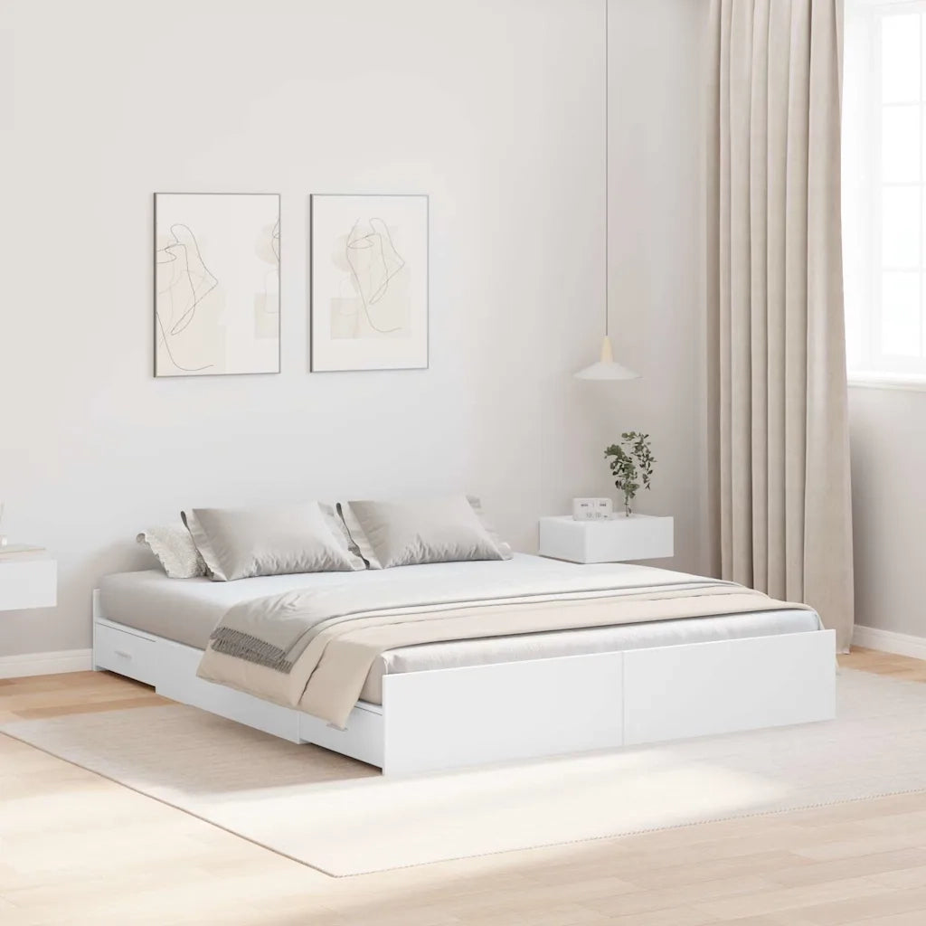 Struttura letto con contenitore-Giroletto con contenitore Bianco 140 x 200 cm
