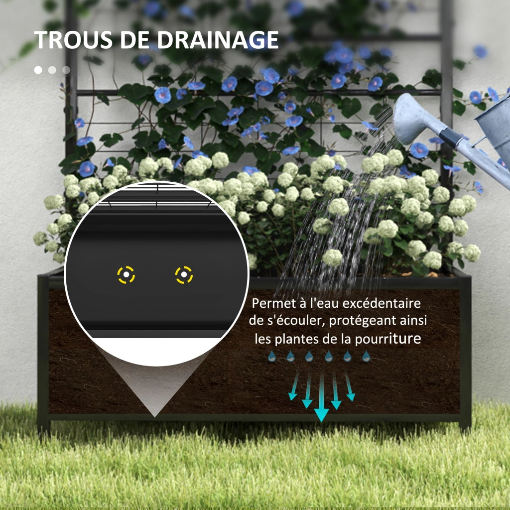 Fioriera Rialzata per Giardino con Griglia ¨C Minimal ¨C Nero Acciaio Galvanizzato 90x40x120 cm
