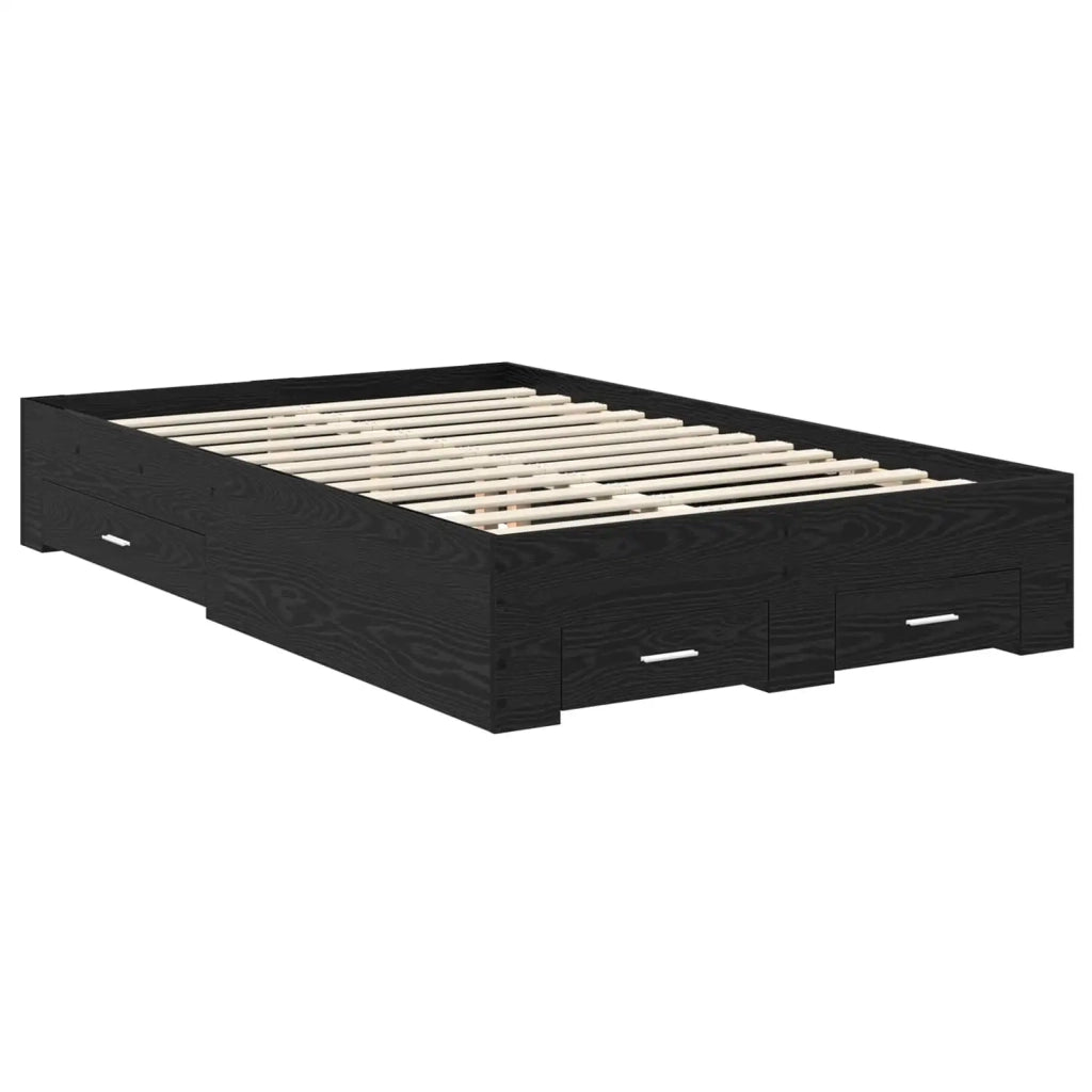 Letto matrimoniale | Letto per adulti | Struttura del letto Rovere Nero 135 x 190 cm Legno multistrato