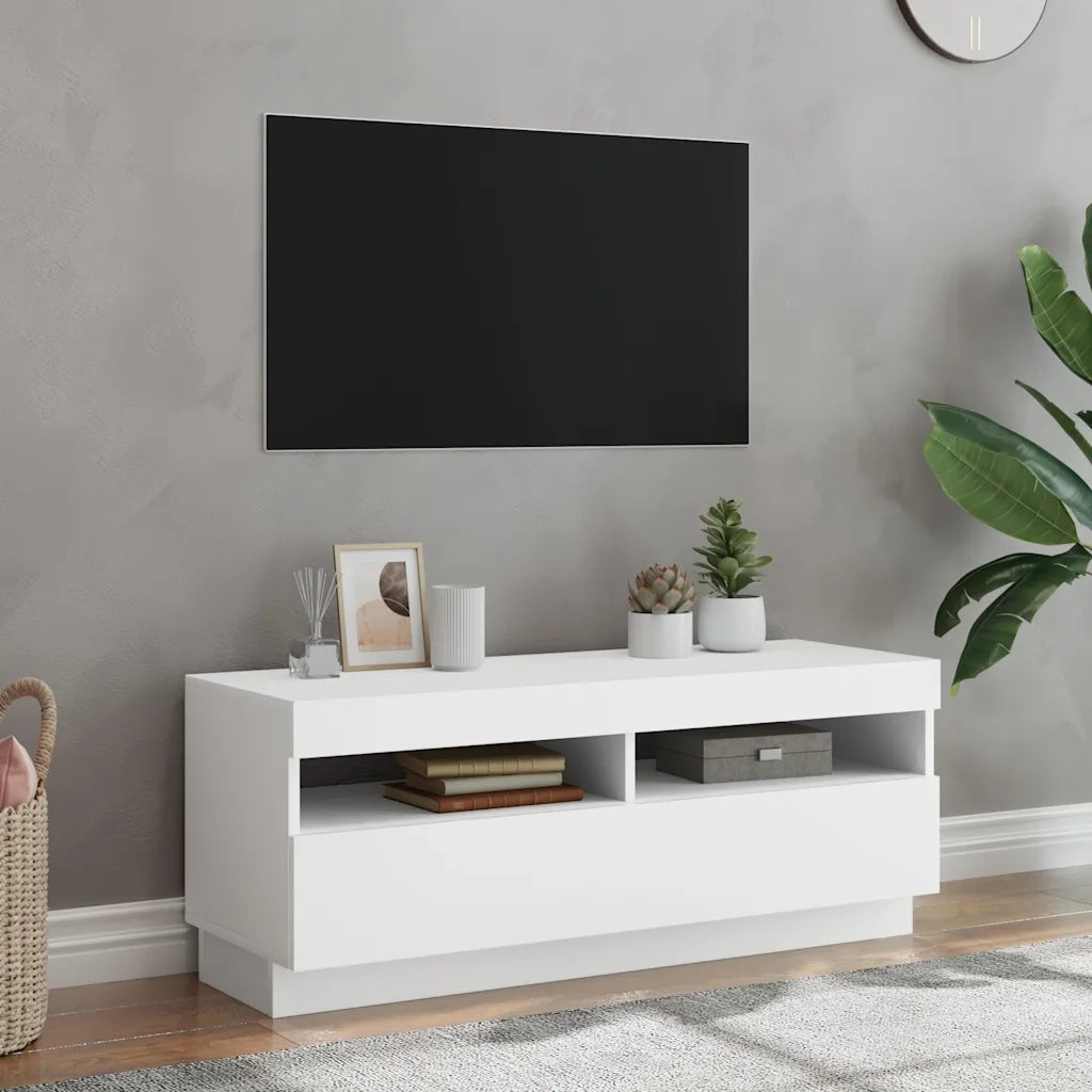 Mobile Porta TV con Luci LED-Mobile per TV-Credenza TV Bianco 100x35x40 cm