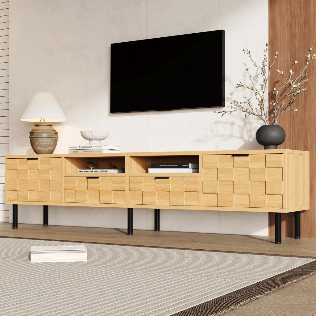 Cassettiera TV Naturale in MDF e Truciolare 200 x cm