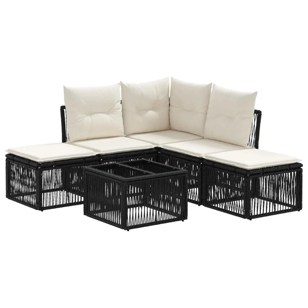 Set Divano da Giardino 6 pz Nero polyrattan 3434227