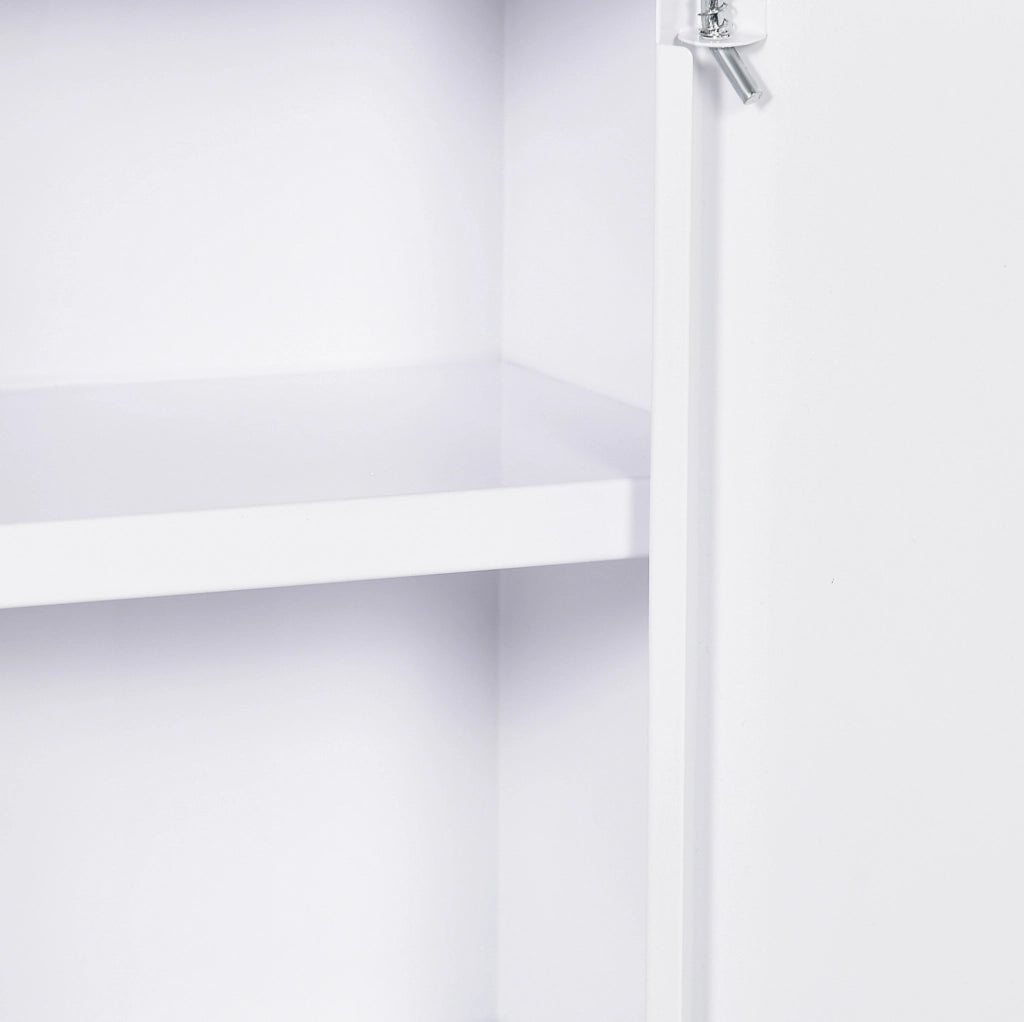 Armadio medicinale in acciaio bianco 30x14x46 cm con 3 ripiani, con chiusura a chiave e sicurezza bambini