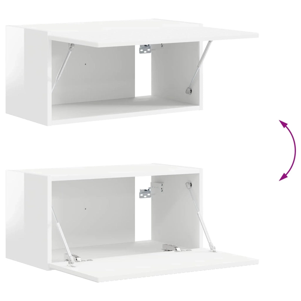 Set mobile TV 4 pz | Armadietto TV | Mobile Porta TV Bianco Lucido Legno multistrato
