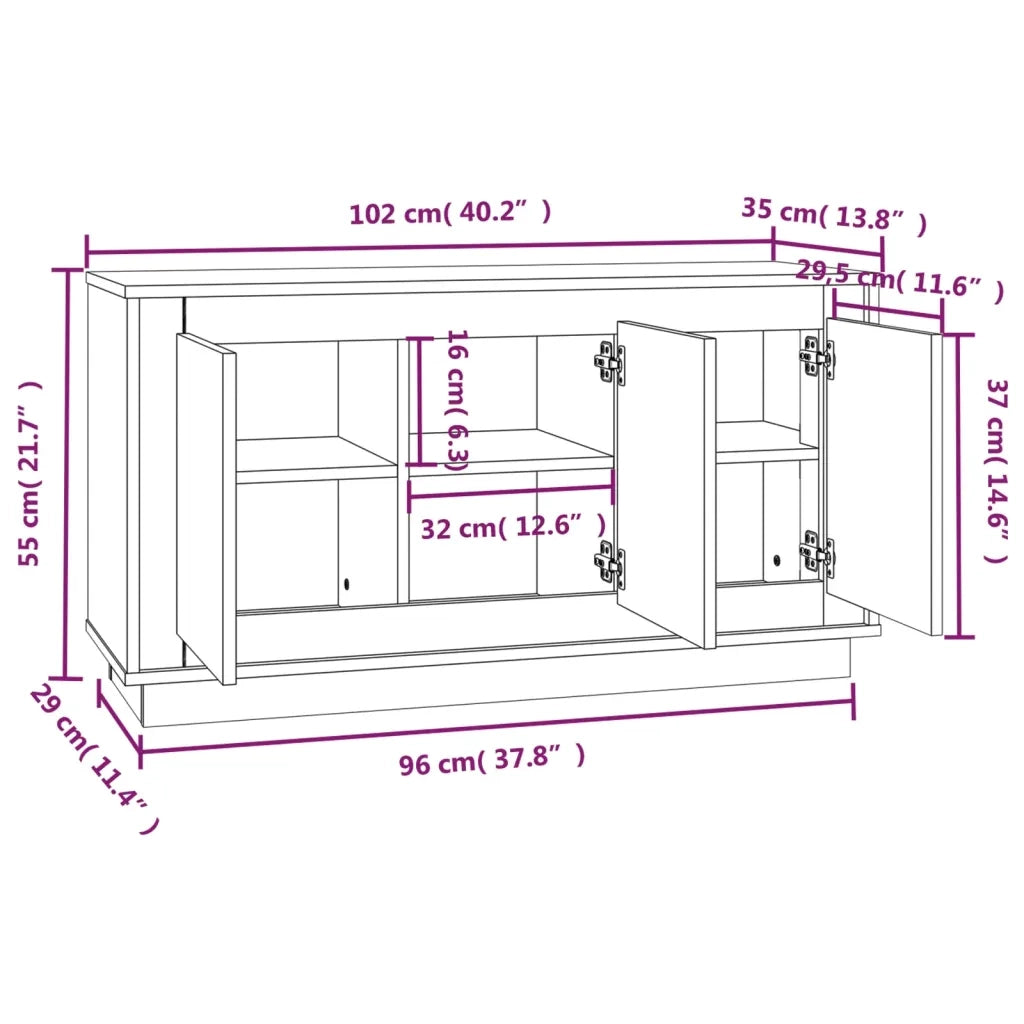 Credenza | Madia | Buffet da pranzo | Armadio da pranzo Rovere Fumo 102x35x55 cm in Legno Multistrato