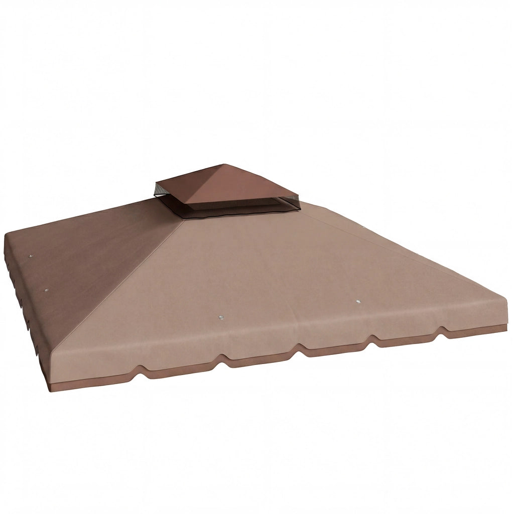 Telo di Ricambio per Gazebo 3x3m ¨C Xylo ¨C Doppio Tetto con Fori Drenaggio UPF 30+ Beige