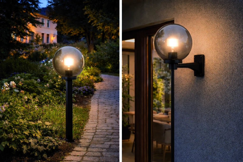 LAMPADA DIFFUSORE GLOBO Ø cm. 20 con base col. Fumè