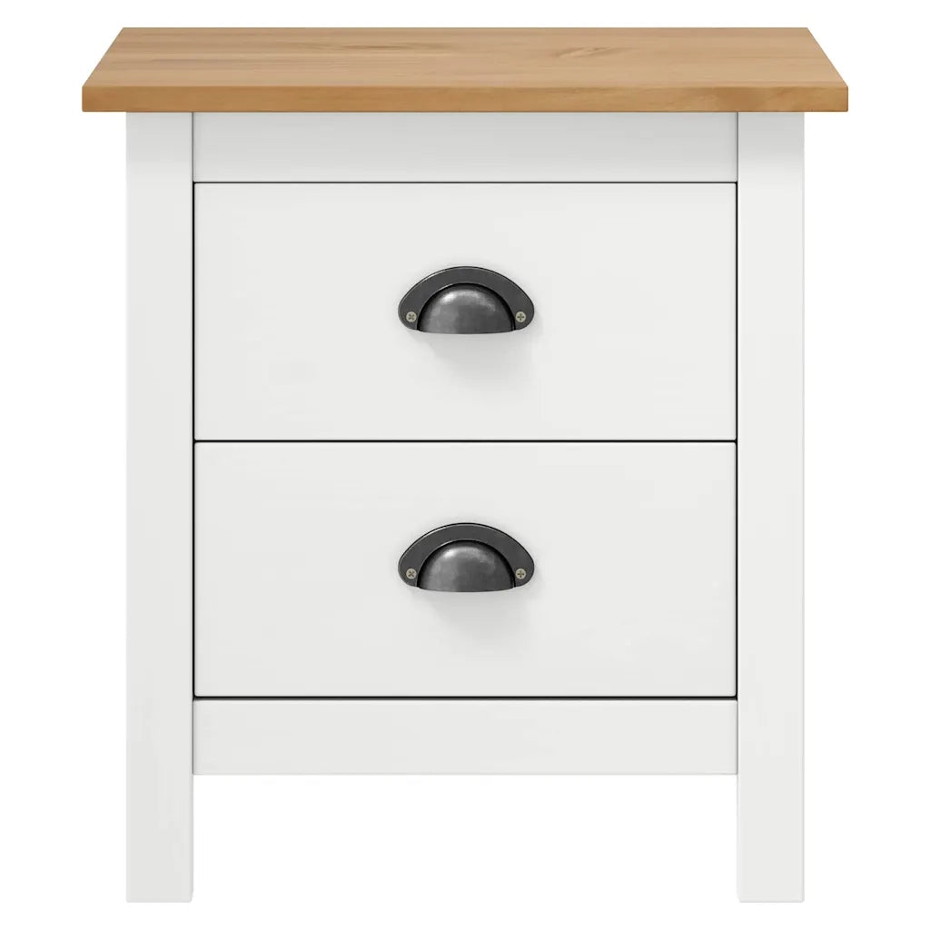 Comodini Hill Bianchi 2 pz 46x35x49,5 cm Legno Massello di Pino 288910