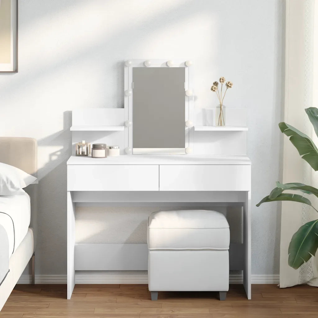 Toeletta | Tavolo da Trucco con LED Bianco 100x40x130 cm