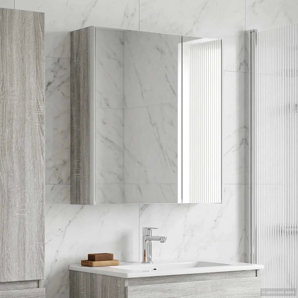 Mobiletto per specchio da Bagno | Armadio da bagno Grigio Sonoma