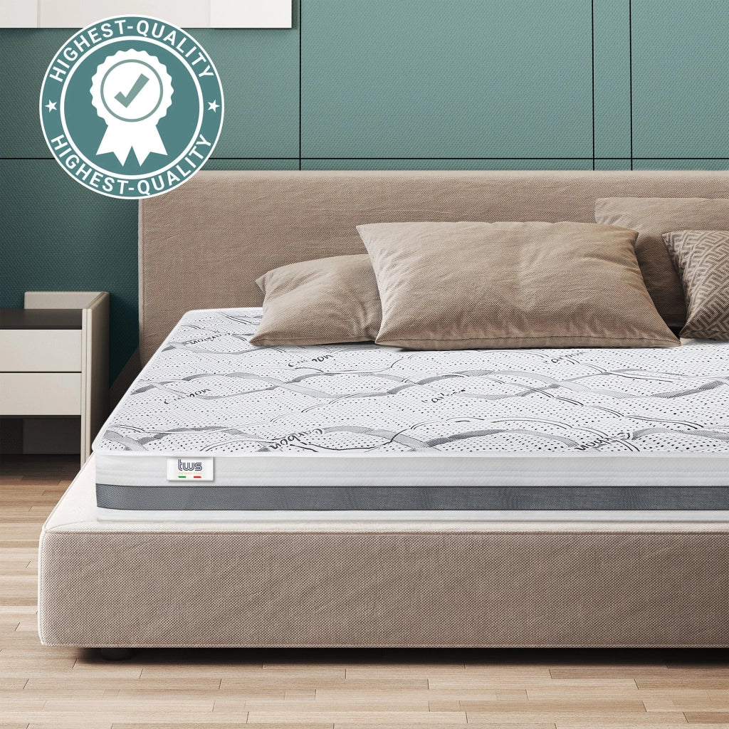 Materasso Singolo 75x160 cm a Media Rigidita' | Altezza 16 cm | Tessuto Anallergico e Traspirante | Proprieta' Ortopediche e Automodellanti | Prodotto in Italia