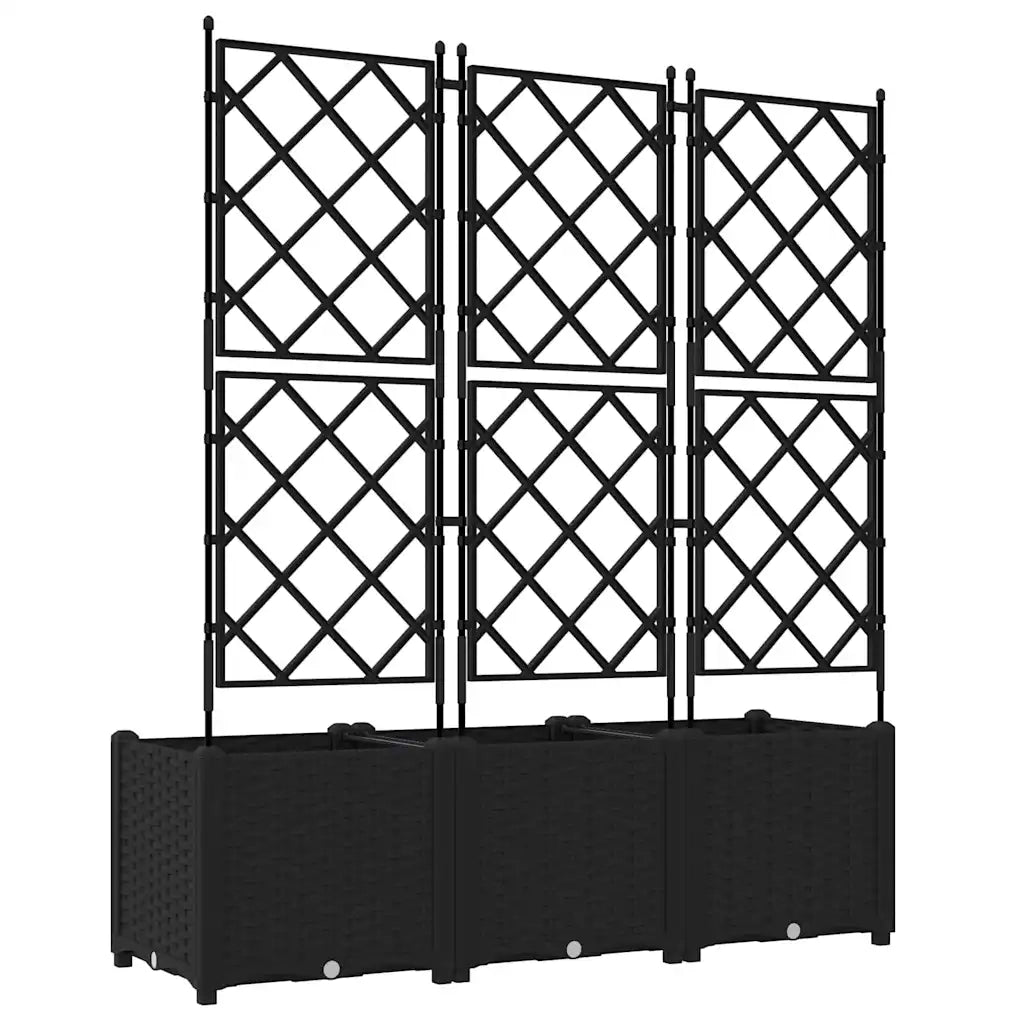 Fioriere | Cassetta per fiori | Vaso da giardino 3 pz Nero 120 x 40 x 143 cm Plastica