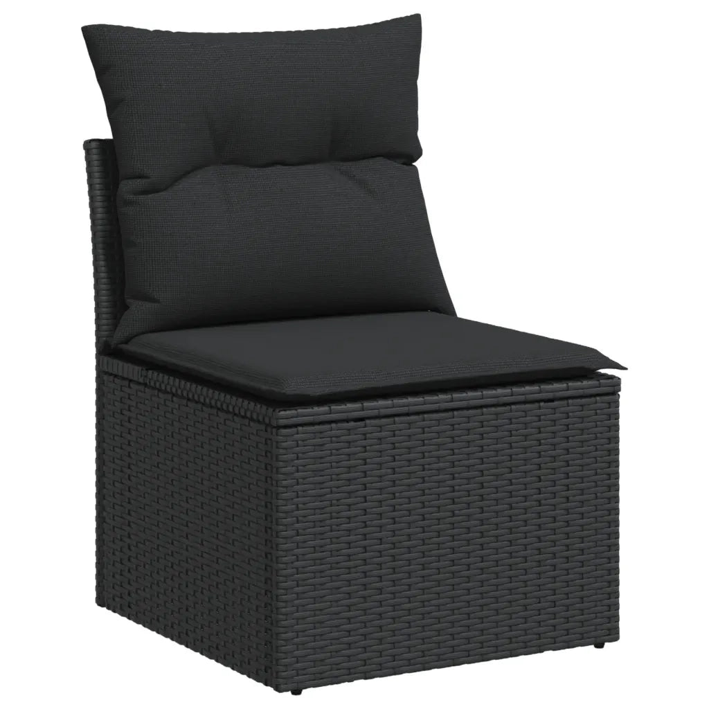 Set Divani da Giardino 5 pz con Cuscini in Polyrattan Nero 3222474