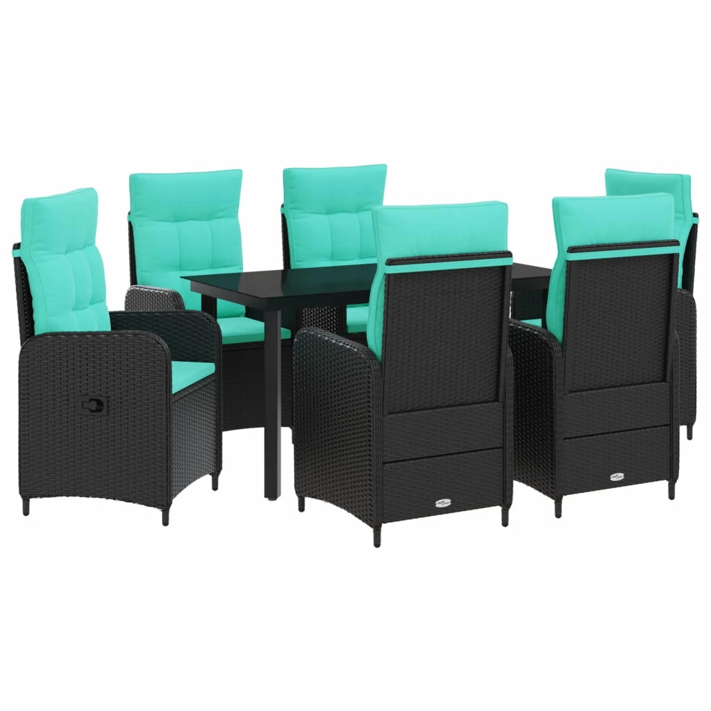 Set da Pranzo per Giardino 7 pz Nero e Turchese 3422483
